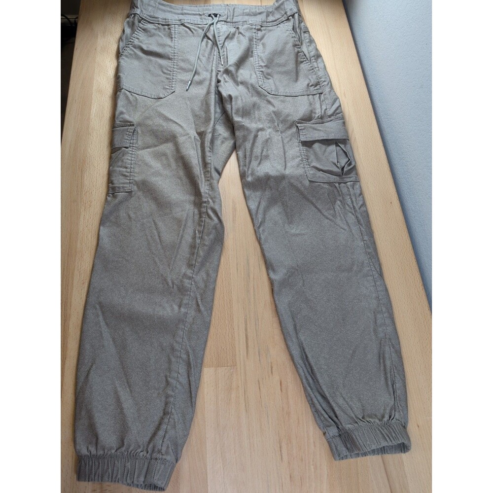 Bevy Flog Womens Size 30 Pants Tan Cargo Joggers Herringbone Print Elastic Cuffs